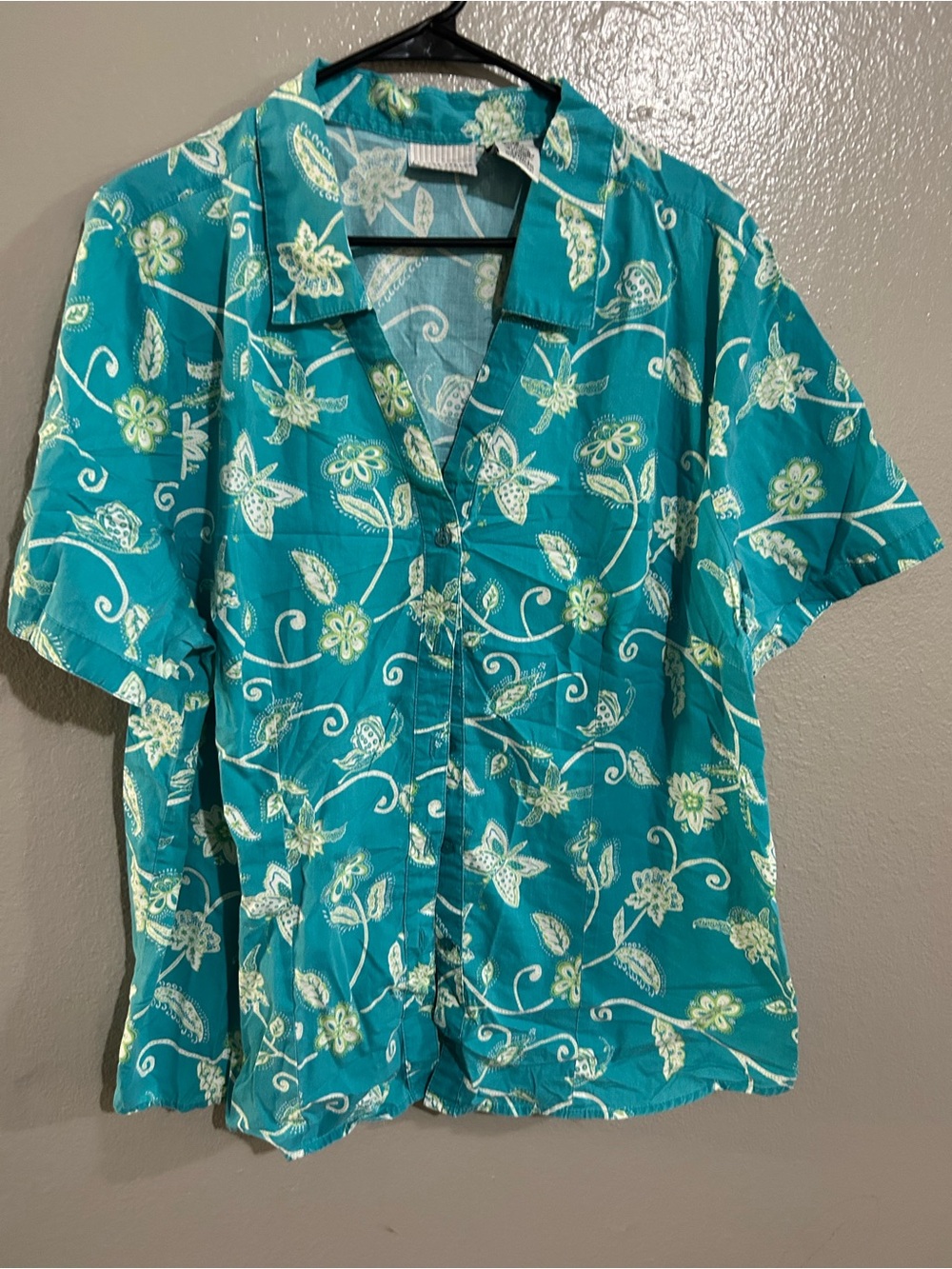 White Stag Teal and White Paisley Print Blouse
